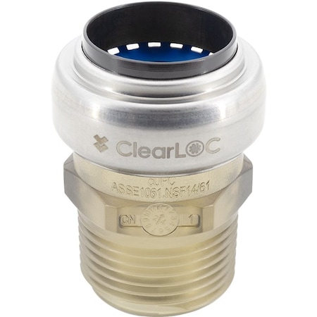 Legend Valve Transparent Push-to-Connect Fittings, 1in Push Fit X MNPT Adapter 457-757